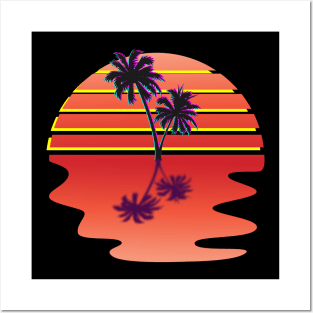 Dream Synthwave Inspired Palm Tree Sunset Design Posters and Art